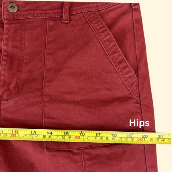 Anthropologie Women's Red Brushed Cotton Pants w/ Fabric Belt – Size 32 - Picture 7 of 12